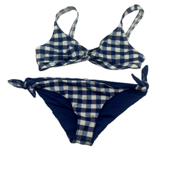 SOLID & STRIPED Other - Solid  & Striped Checkered Bikini Blue Cream S Small
